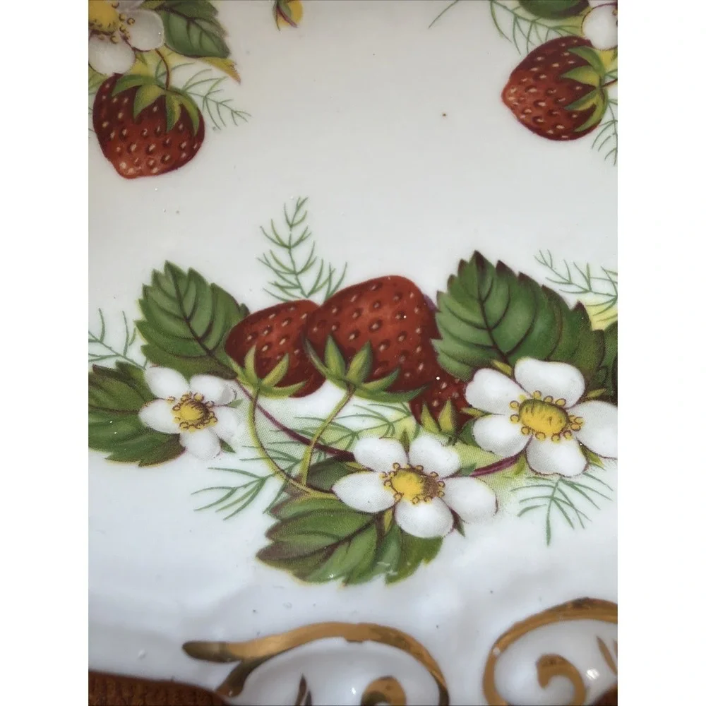 Vintage Hammersley & Co England Bone China Strawberry Ripe Bon Bon Trinket Tray